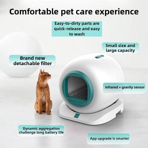 65L Automatic Cat Litter Box Self Cleaning Large Cats Litter Box APP Smart Closed Cat Toilet Dual Deodorization Pet Supplies